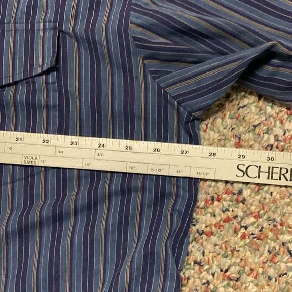 Outlaw Vintage 90s Blue Stripe Pearl Snap Short Sleeve Western Shirt Size 1X Big - Picture 7 of 10